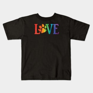 Rainbow L-paw-VE Kids T-Shirt